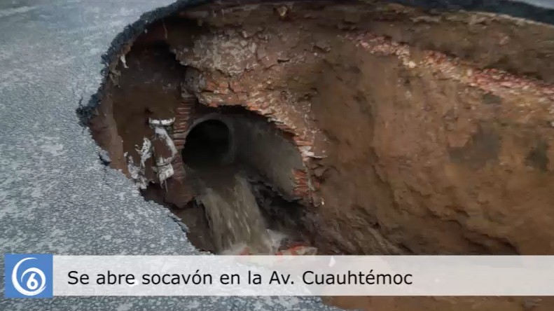 Se abre socavón en avenida Cuauhtémoc