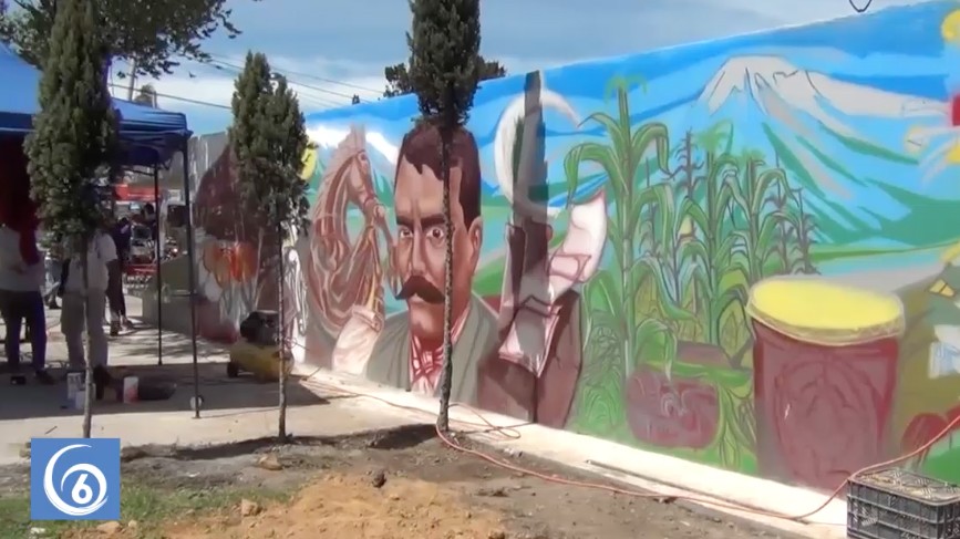 Se realiza mural en la explanada Emiliano Zapata en Valle de Chalco
