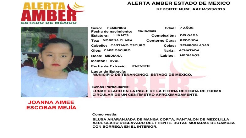 Alerta Amber Estado de México