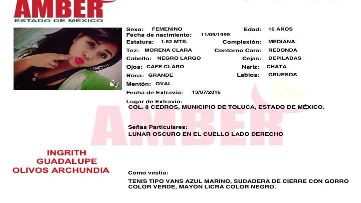 Alerta Amber Estado de México