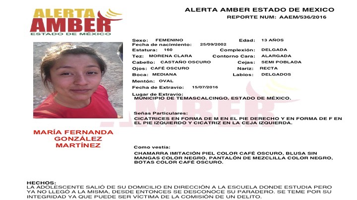 Alerta Amber Estado de México