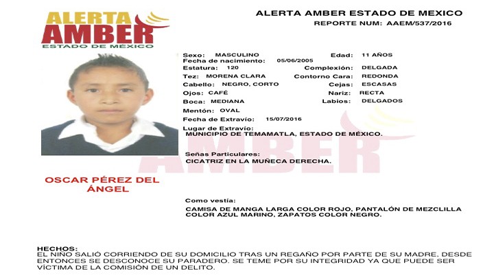 Alerta Amber Estado de México