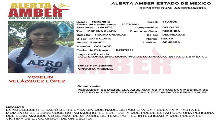 Alerta Amber Estado de México