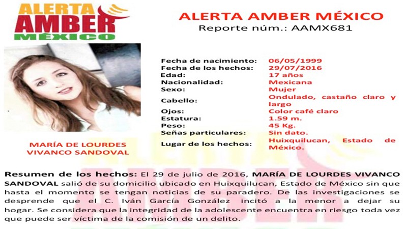 Alerta Amber Estado de México