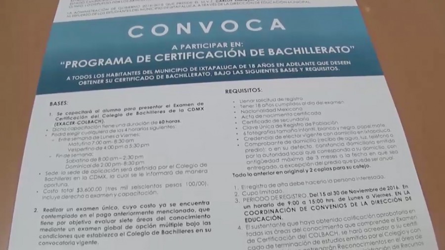 La Dirección de Educación convoca a concluir el bachillerato en un solo examen