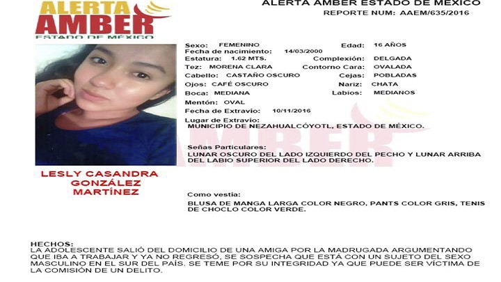 Alerta Amber Estado de México