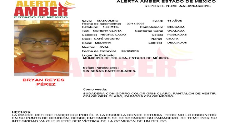 Alerta Amber Estado de México