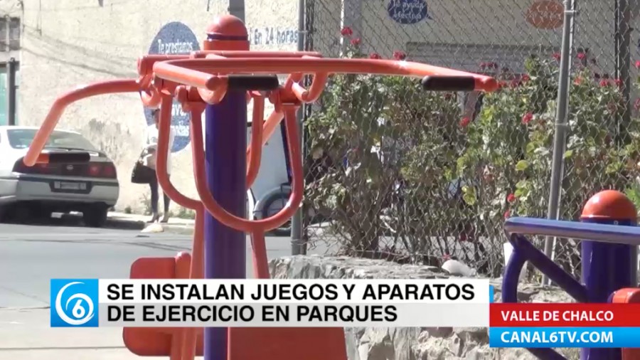Instalan juegos y aparatos para hacer ejercicio en Valle de Chalco