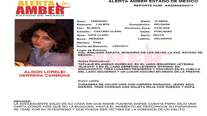 Alerta Amber Estado de México