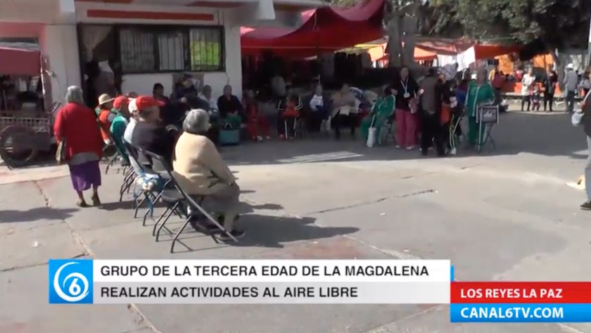 Grupo de la tercera edad de la Magdalena Atlicpac realizan actividades al aire libre