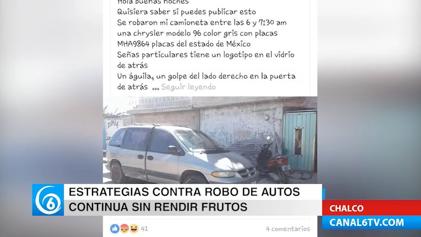 Continúa sin rendir frutos la estrategia contra el robo de vehículos