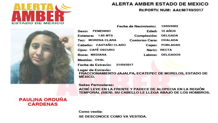 Alerta Amber Estado de México