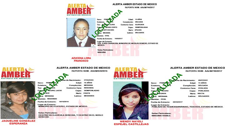 INFORMAN LA LOCALIZACIÓN DE TRES ADOLESCENTES REPORTADOS COMO DESAPARECIDOS EN EL EDOMEX