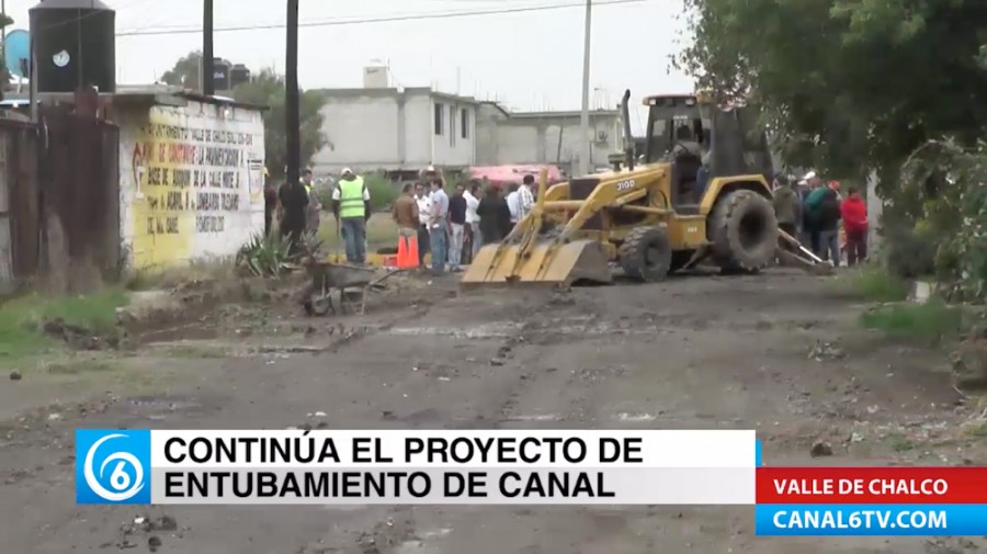 Continúa el proyecto de entubamiento de canal de aguas residuales en Valle de Chalco