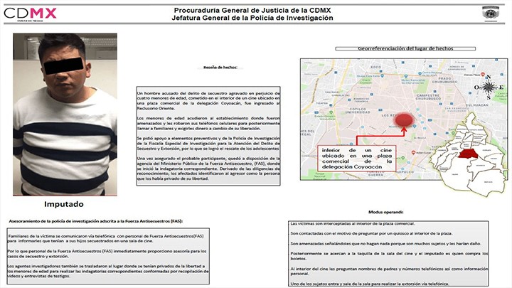 RESCATAN A 4 ADOLESCENTES SECUESTRADOS EN CINE DE COYOACÁN; HAY UN DETENIDO