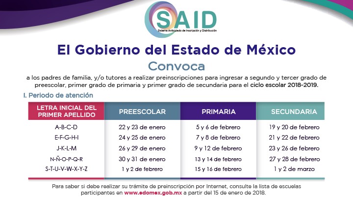 INICIA PERIODO DE PREINSCRIPCIONES PARA EDUCACIÓN BÁSICA EN EL ESTADO DE MÉXICO