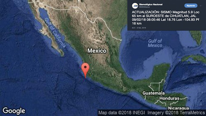 REPORTAN SISMO DE MAGNITUD 5.9 EN JALISCO