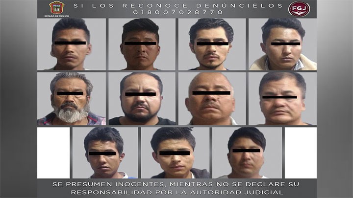 Detienen a 11 sujetos por el delito de robo con violencia a transporte de carga