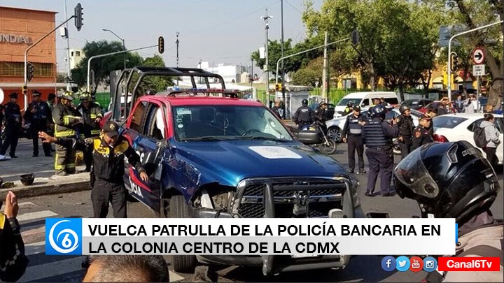 Vuelca patrulla en la colonia centro de la CDMX