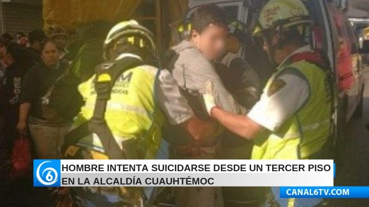 Hombre intenta suicidarse desde un tercer piso en la alcaldía Cuauhtémoc