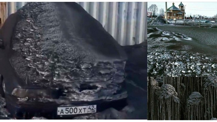 En Siberia es sorprendido por nieve negra y tóxica