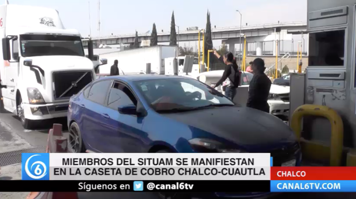 Miembros del SITUAM, tomaron la caseta de cobro de la carretera Chalco-Cuautla
