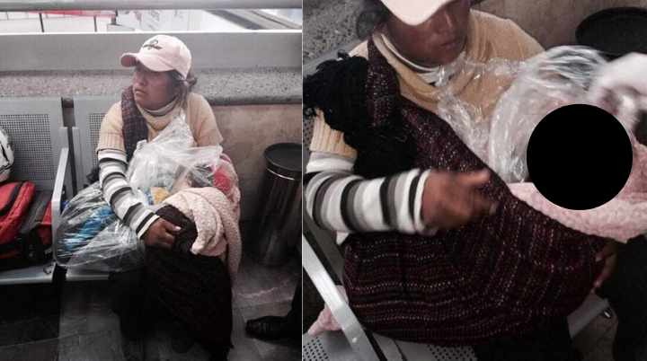 Niño muerto es transportado en una bolsa de plástico por su mamá