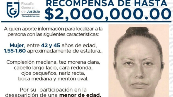 Fiscalía ofrece 2 mdp para localizar a mujer que sustrajo a Fátima