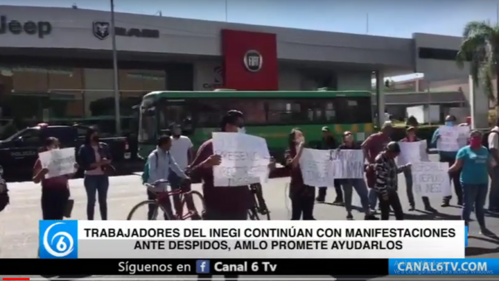 Trabajadores del INEGI continúan con manifestaciones ante despidos, AMLO promete ayudarlos