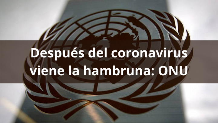 Después del coronavirus viene la hambruna: ONU