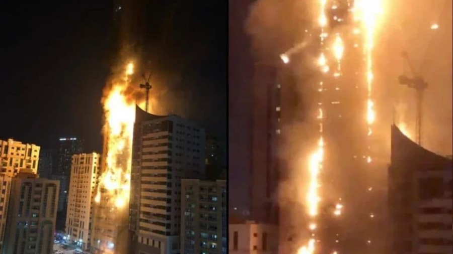 Un rascacielos de 48 pisos se incendió en los Emiratos Árabes Unidos