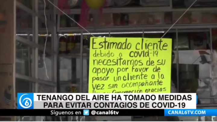 Tenango del aire ha tomado medidas para evitar contagios de Covid-19