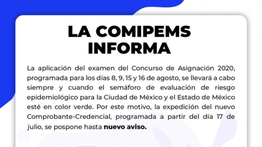 Condicionan las fechas del COMIPEMS al avance en el Semáforo Epidemiológico