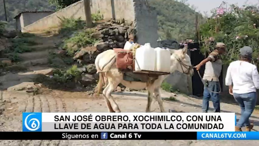 San José Obrero, Xochimilco, con una llave de agua para toda la comunidad