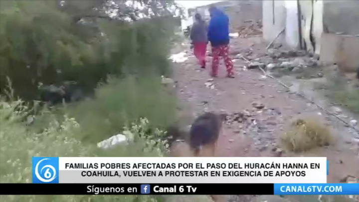 Familias pobres afectadas por el paso del huracán Hanna en Coahuila, vuelven a protestar