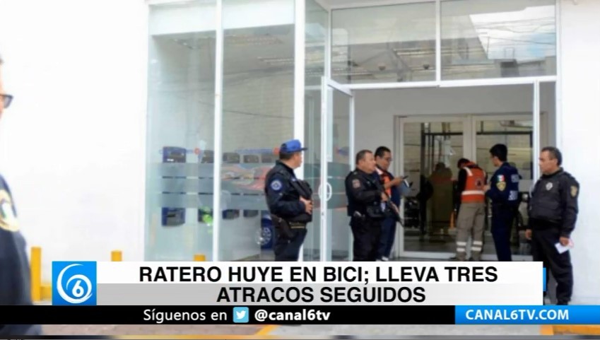Ratero huye en bici; lleva tres atracos seguidos