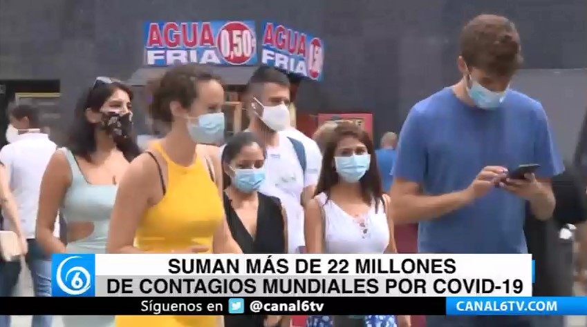 Suman más de 22 millones de contagios mundiales por COVID-19