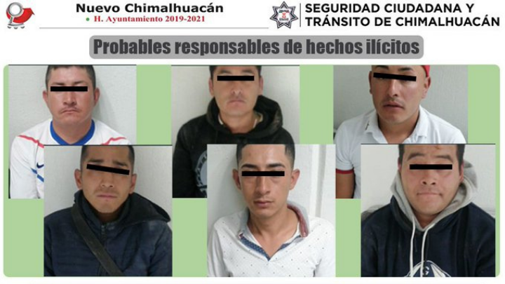 Detienen a seis sujetos por robo con violencia en inmueble de Chimalhuacán