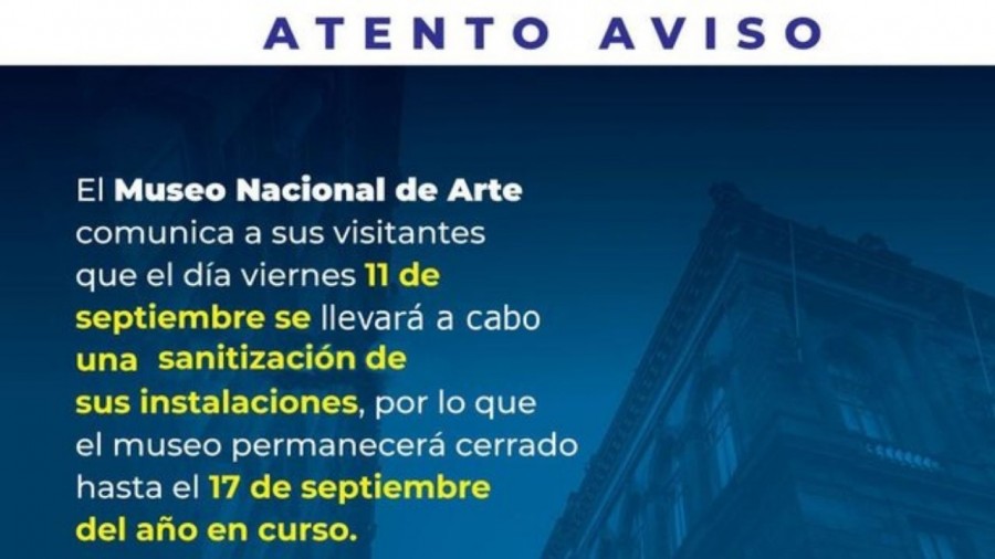 Cierran el Museo Nacional de Arte, por posible caso de Covid-19