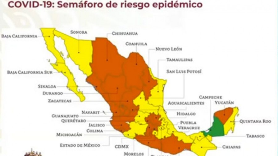 Siete estados de la República regresan a semáforo naranja