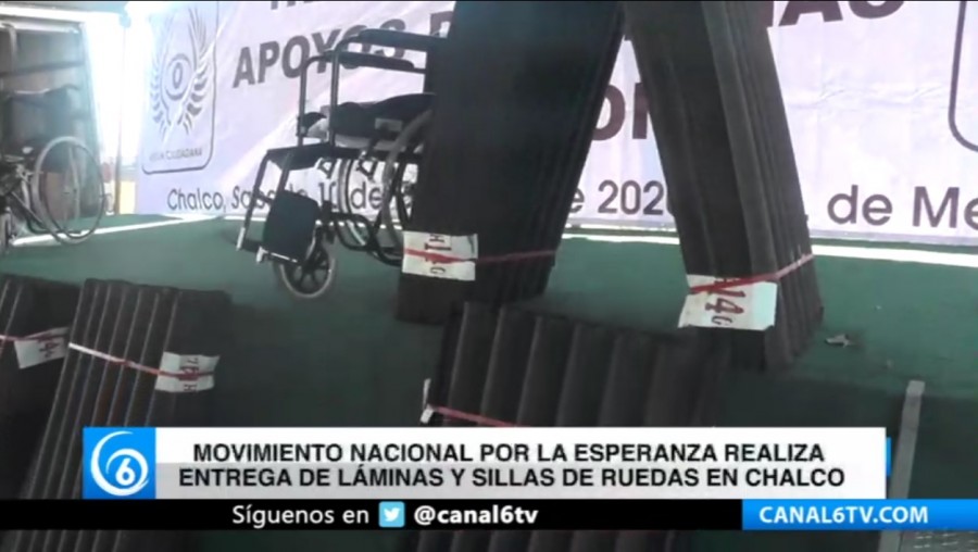 Movimiento Nacional por la Esperanza realiza entrega de láminas y sillas de ruedas en Chalco