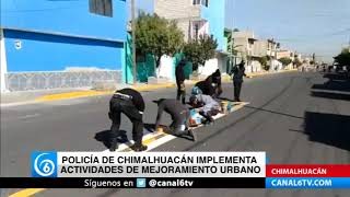 Policía de Chimalhuacán implementa actividades de mejoramiento urbano