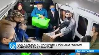 Dos asaltos a transporte público fueron captados en la navidad