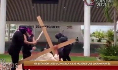 Diócesis de Tabasco critica a grupos feministas durante viacrucis