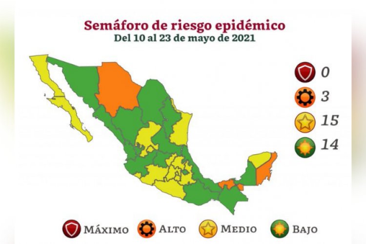 14 estados avanzan a verde en semáforo Covid; ninguno está en rojo