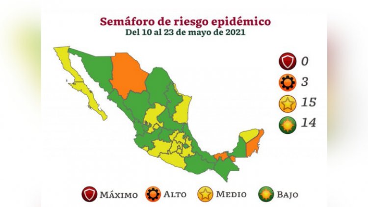 14 estados avanzan a verde en semáforo Covid; ninguno está en rojo