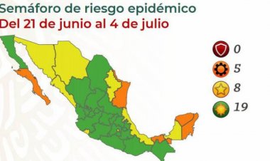 Semáforo Covid: 19 estados se colocan en verde y ocho en amarillo