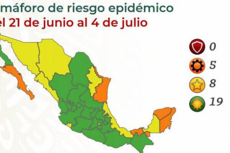 Semáforo Covid: 19 estados se colocan en verde y ocho en amarillo