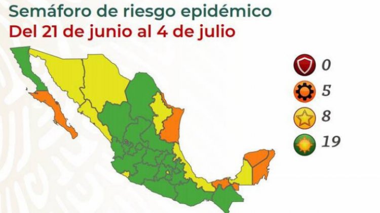 Semáforo Covid: 19 estados se colocan en verde y ocho en amarillo