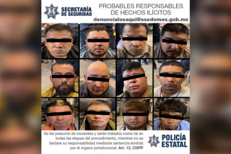 Aseguran a 12 miembros de banda dedicada al robo de autos en Tecámac